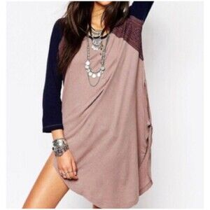 Free People Crochet‎ Back Henley Tunic Top Boho XS